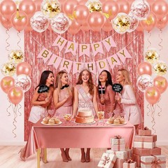 Rose Gold Birthday Decorations for Women and Girls, Rose Gold Party Decorations