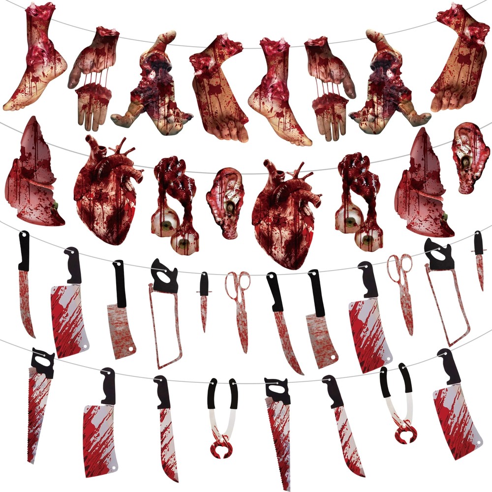 Halloween Decorations Party Banners, Horror Movie Themed Birthday Garland Set