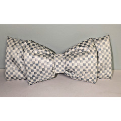 MacKenzie Childs Sterling Check Bow – Size Small 8 x 6.75″, Silver Gray White