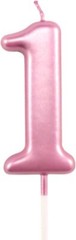 1st Birthday Candle First Year Pink Happy Number 1, 1