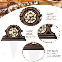 Clock Cupcake Toppers 48PCS Vintage Time Theme Decorations Retro Clock Cake P…