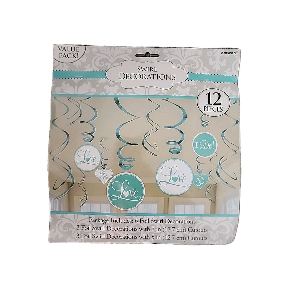 Engagement Wedding 12ct Swirl Decorations Robin’s Egg Blue Party Supply