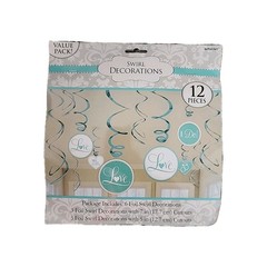 Engagement Wedding 12ct Swirl Decorations Robin’s Egg Blue Party Supply