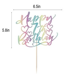 color flash Happy 7th birthday Cake Topper Boys and girls Happy birthday Cake…