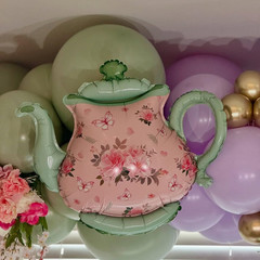 Teapot Balloon 4 Pieces 22inch Pink Green Teapot Mylar Foil Mylar Balloons for L