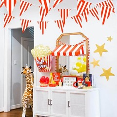 100ft Red And White Striped Pennant Banner Carnival Circus Theme Party Decoratio