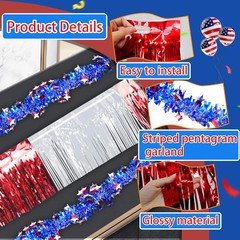 8 Pcs 4th of July Parade Float Patriotic Decorations, Independence Day Red White