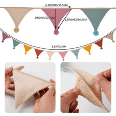 Fabric Bunting Banner, 2 Pack Handmade Neutral String Banner with Felt Each 8…