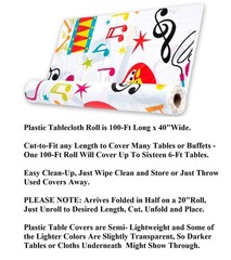 Colorful Music Studio Theme Printed Plastic Table Cover 100-Ft Roll 40″W #156