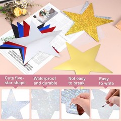 24 Pcs Laser Silver Stars Cutouts, 6 Inch Double Printed Paper Stars Cutout