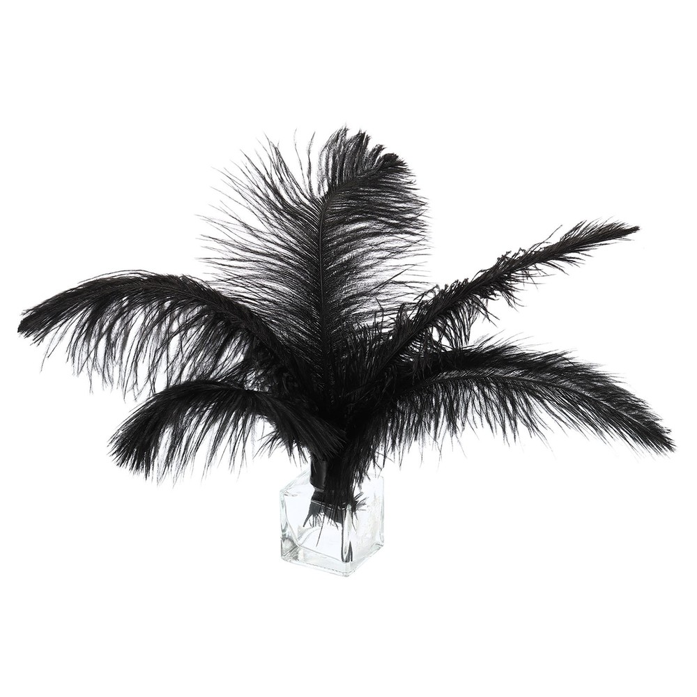 100 Pcs Natural Black / White Ostrich Feathers for Wedding Black