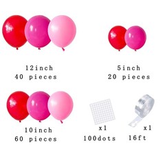 Red, Light Pink, Rose Red Balloon Arch Garland – Matte Red Pink Balloons Stra…