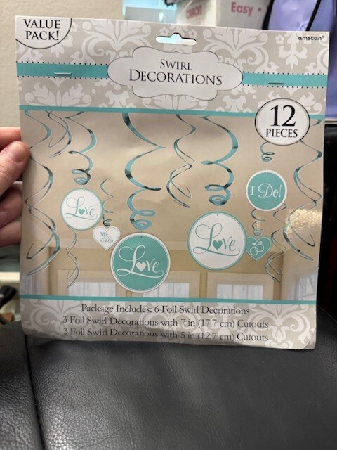 Engagement Wedding 12ct. Swirl Decorations Robin’s Egg Blue Party Supply New!!!
