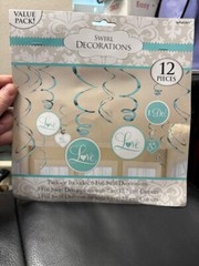 Engagement Wedding 12ct. Swirl Decorations Robin’s Egg Blue Party Supply New!!!