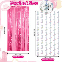 4 Pcs Cowgirl Party Decorations – 2 Boot Silver Metallic Tinsel Fringe Curtains