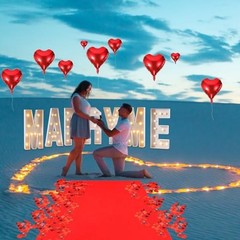 Proposal Decorations Kit 39.4 Inch Marry Me Light up Letters, 30 Feet Red