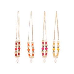 Set of 4 Mala Artificial Beads Ribbon Garland Small Idol Mala Pooja Sringar A…