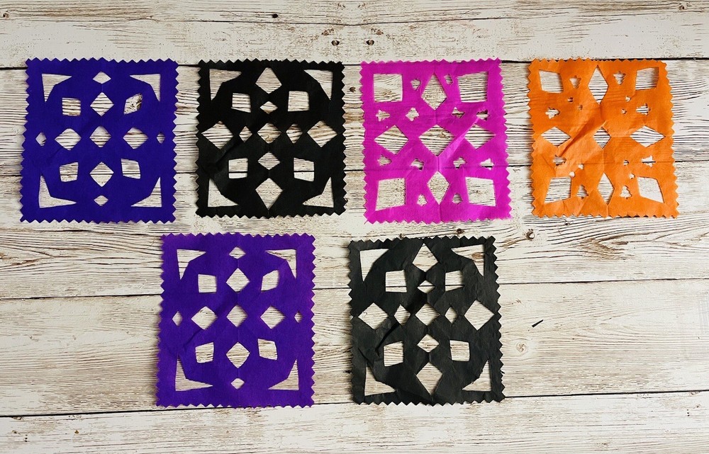 Mexican Papel Picado 6 (3×3) In & 3 (9×5) Inches 9 Pieces 2 Tamaños