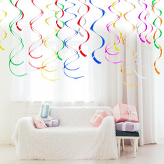 Colorful Ceiling Swirl Foil Decorations Hanging Plastic Streamer Themed Swirl Pa