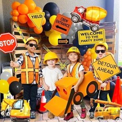 151Pcs Construction Party Supplies – Birthday Decorations, Balloon Arch, Caution