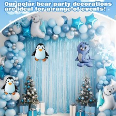 108 Pcs Winter Party Decorations Polar Bear Penguin Seal Christmas Balloon Ar…