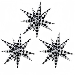 3 * 12 Pcs Black White Checkered Explosion Pointed Star Foil Balloons/Tallade…