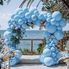 Double Pastel Blue Balloon Garland Macaron Baby Blue Balloons Different Sizes…
