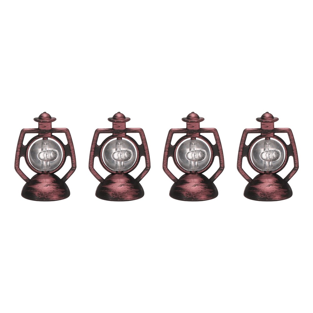 Dollhouse Micro Lantern, 1.34″ Height, Plastic Simulation Oil Lamp Copper, 4pcs