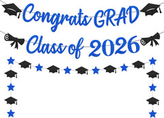 Graduation Decorations 2026 Blue Banner Set Congrats Grad Party Garland
