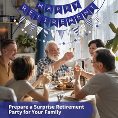 Lightweight Blue Silver Retirement Party Banner – Perfect for Celebrations