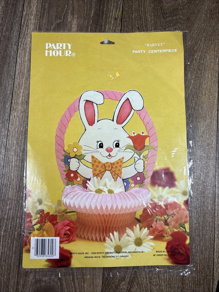 Vintage Party Hour Harvey Bunny Rabbit Easter Party Centerpiece 3D Honeycomb