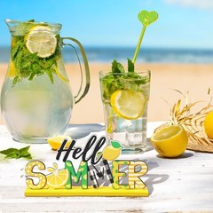 6 Pcs Lemon Decorations Lemon Gnome Wooden Table Centerpiece Hello Summer Lem…