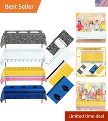 Fun Stationery Design Tablecloths – 4 Pack 54×108 Inch for School Celebrations
