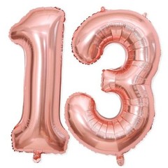 13 Balloon Number, 40 Inch Rose Gold Foil Balloons Giant Rose Gold Number-13