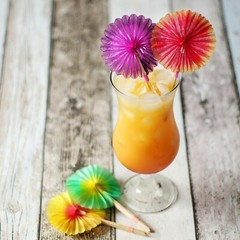 24 Sunflower Cocktail Sticks Sunbursts Paper Drink Decorations Party Tiki Retro