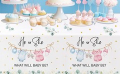 Gender Reveal Decorations Tablecloth, 3 Pack Disposable Greenery Baby Clothes