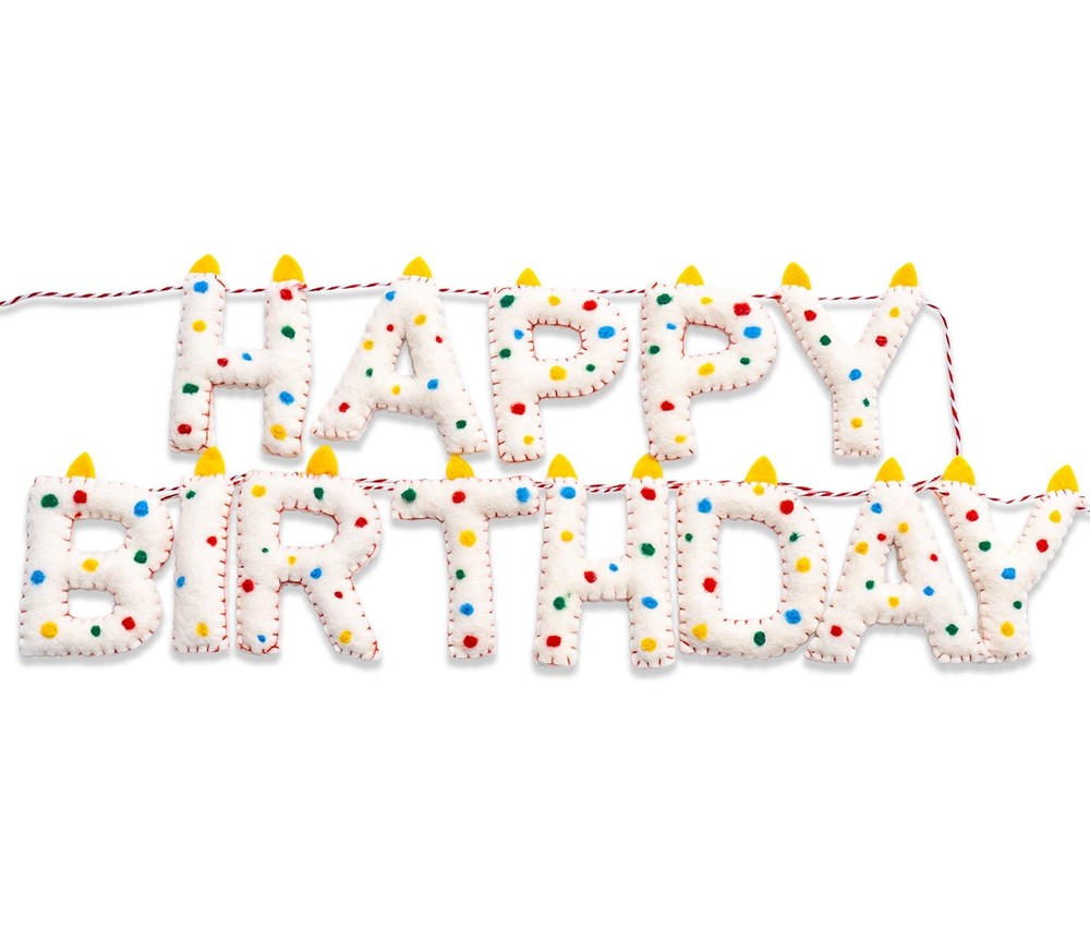 Happy Birthday Banner – Handmade Wool Felt Garland, Reusable Rainbow Decor