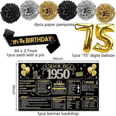 75th Birthday Decorations for Men Women21PCS Back in 1950 Party Banner Decora…