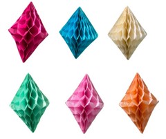4 Inch Mini Tissue Paper Honeycomb Rhombus Shape Decorations (5 Pack)