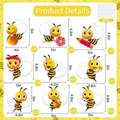 90Pcs 5In Bee Paper Cutouts with 180Pcs Glue Points,Bee Cut Outs Bulletin Boa…