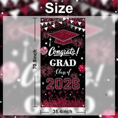 2026 Graduation Door Cover 3×6 ft Maroon Congrats Grad Banner Class of 2026 Porc