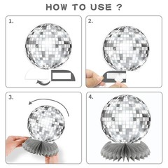 Silver 70s Disco Centerpieces For Tables Flat Party Decor Birthday Not Ball