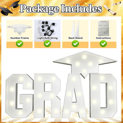 Grad Marquee Letters 3FT for 2026 Graduation Decorations, White Large Light up L