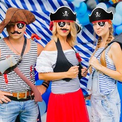 18 Pcs Pirate Hats Set Mustaches Eye Patches Party Favors for Halloween Cosplay