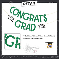 Congrats Grad Banner, Green Glitter, Congrats Bunting Banner, 2025 Grad, Class o