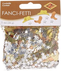 Metallic Western Confetti Boots Hats Stars 1oz Copper Gold Silver Party Supplies