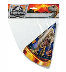 JURASSIC WORLD Blue Assorted Colors Birthday Party Hats, 8 Count NEW