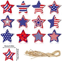 Effortless Patriotic Decor: 24 Star Hanging Ornaments for Any Celebration