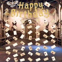 Magic Theme Happy Birthday Banner Wizard Vintage Letter Garlands Birthday