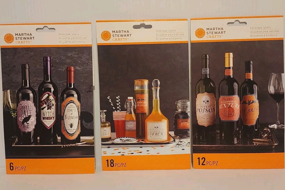 Martha Stewart Crafts Halloween Party Beverage Wine Labels- 3 Packs- 36 Total